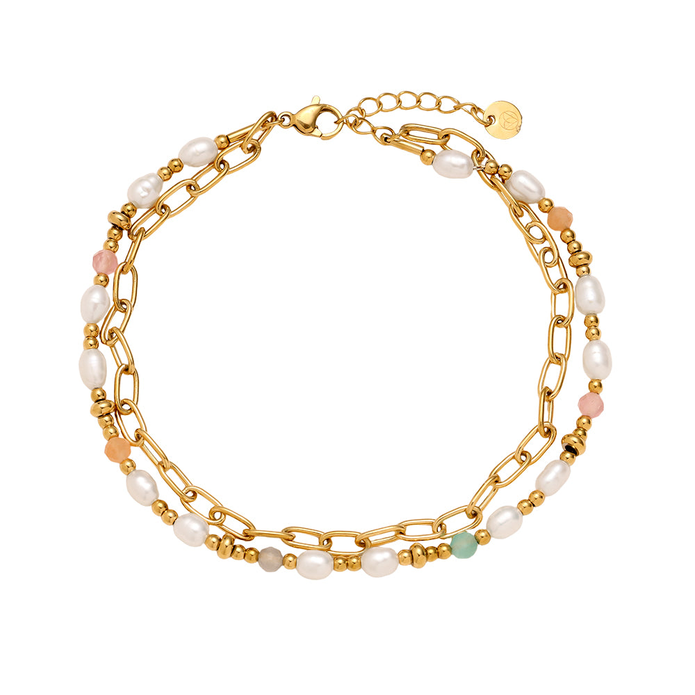 FUßKETTE DOUBLE Pearl 23 cm