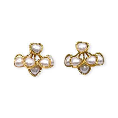 WHITE HEARTS EAR STUDS