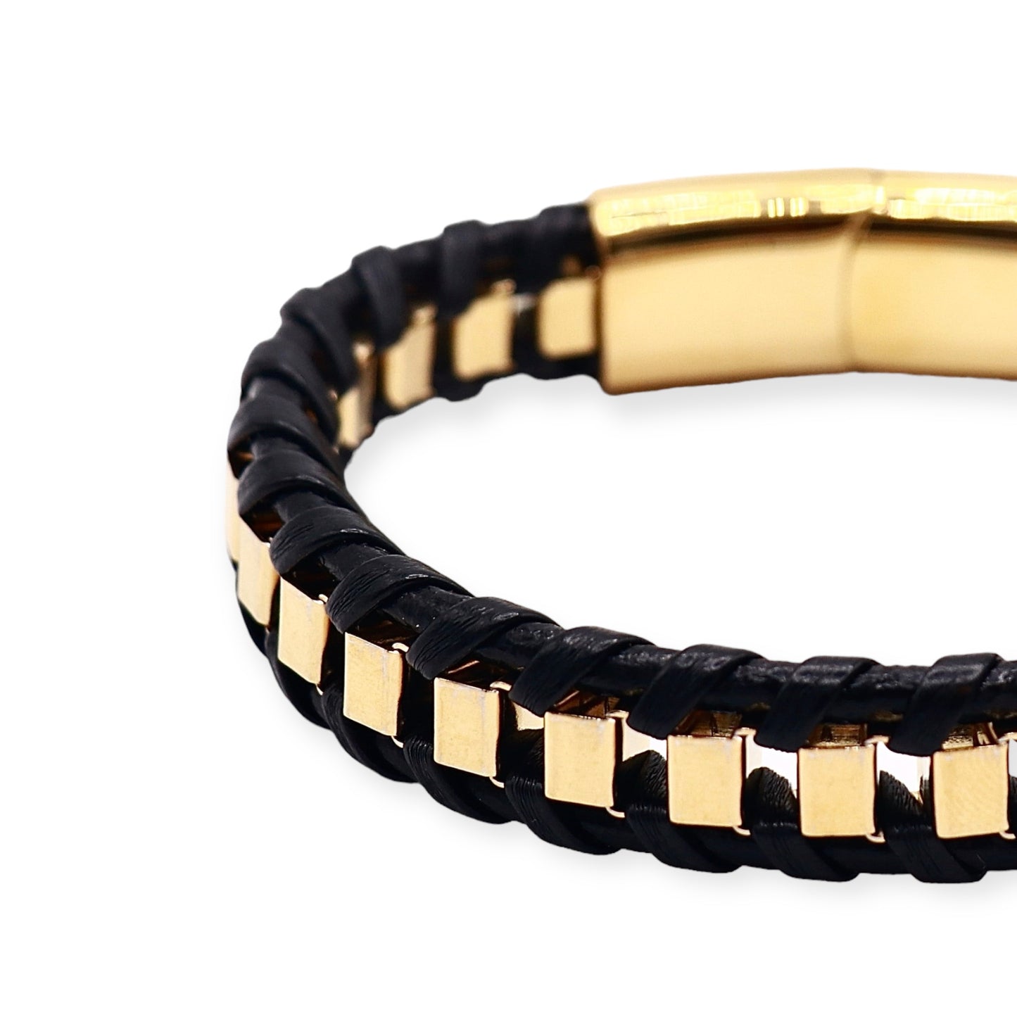 LEATHER GOLD BRACELET