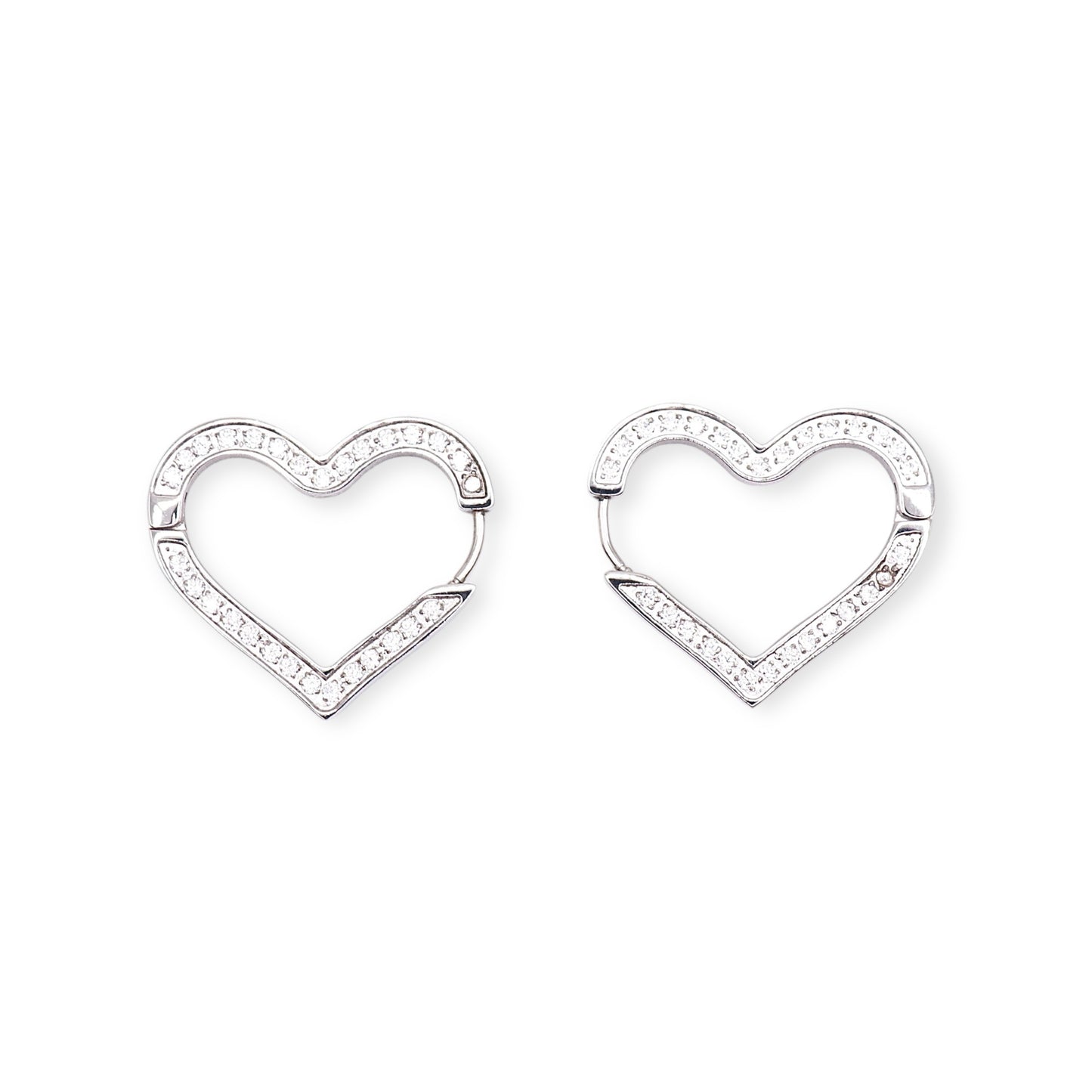 SILVER HEART GLAMOUR EARRINGS