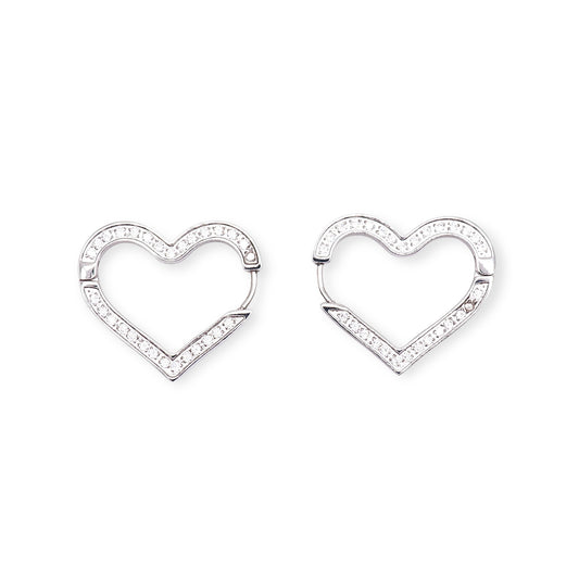 SILVER HEART GLAMOUR EARRINGS