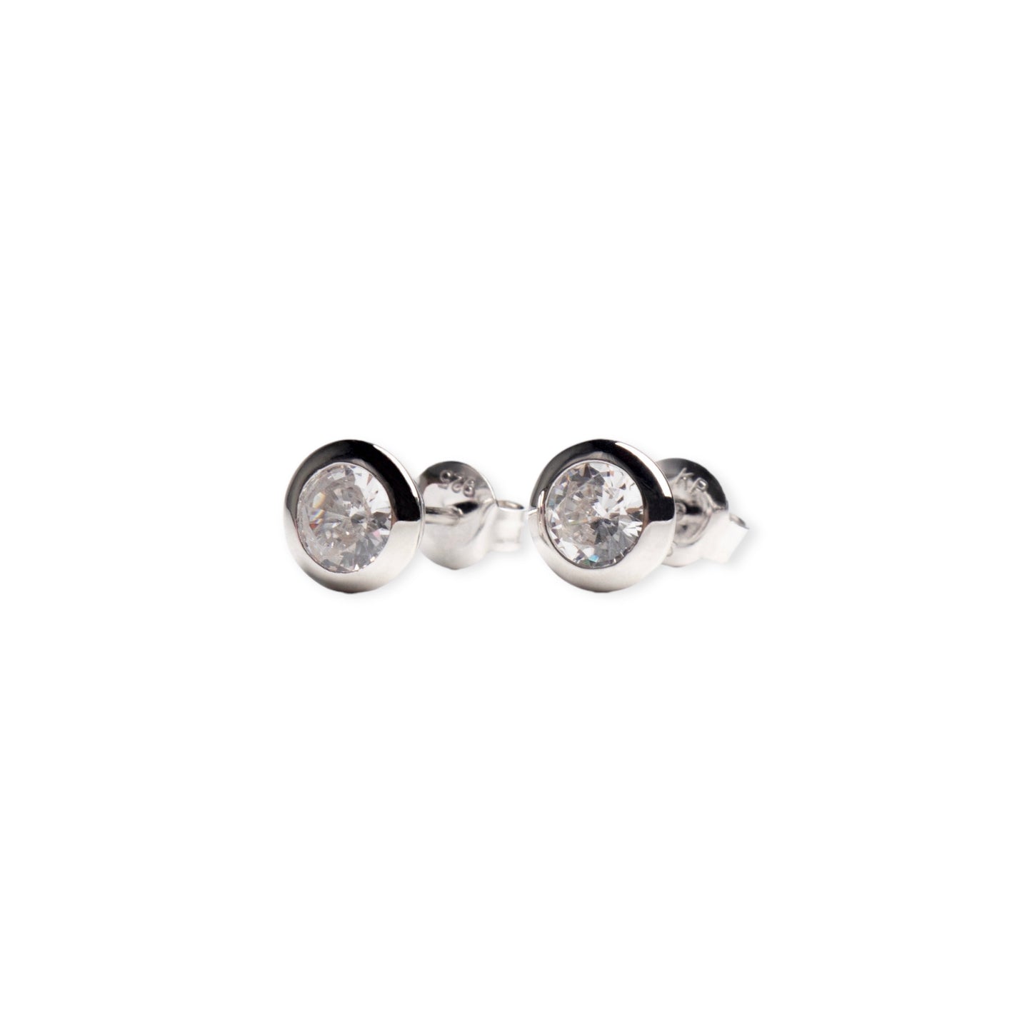 RHODIUM-PLATED EAR STUDS