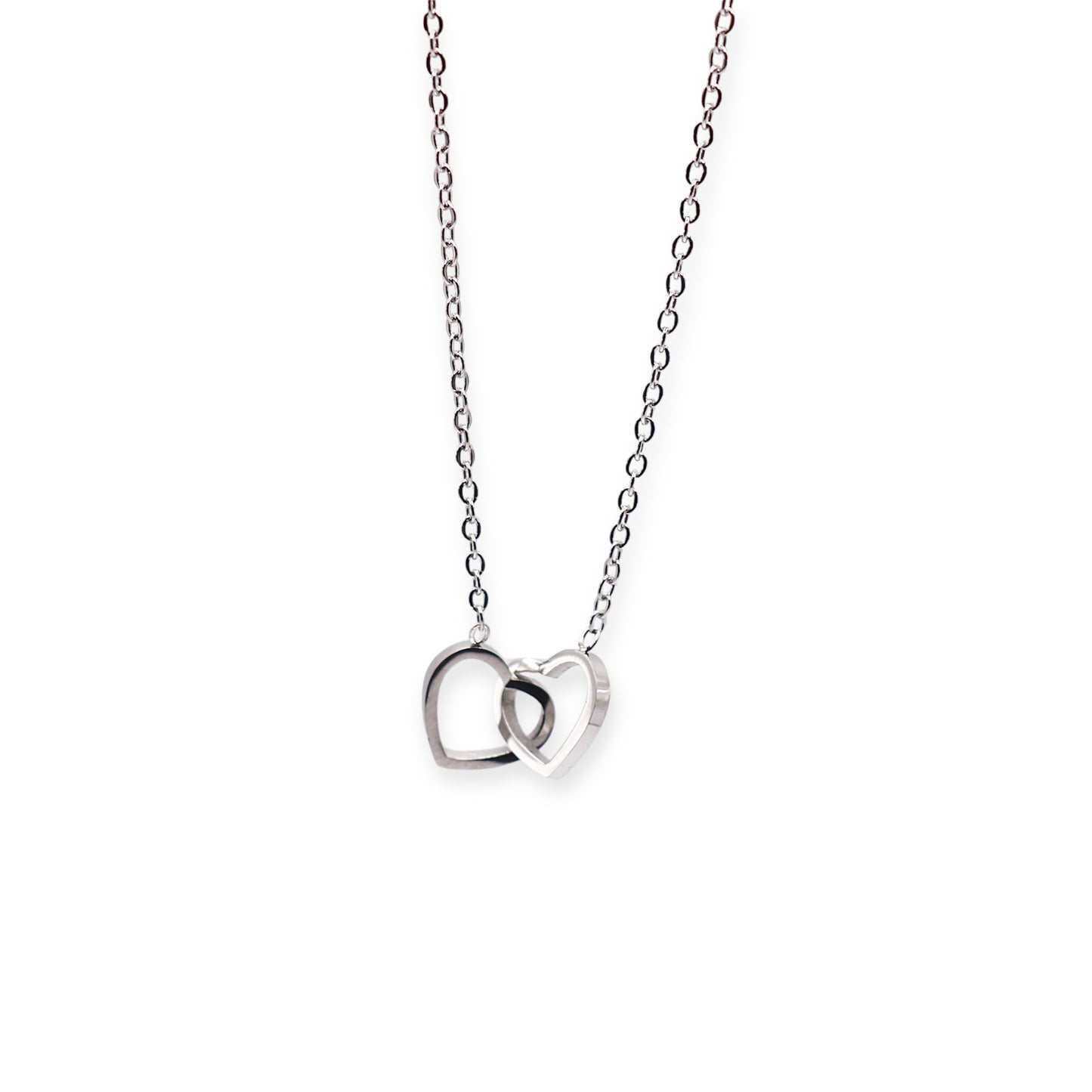 LINKED SILVER HEARTS NECKLACE