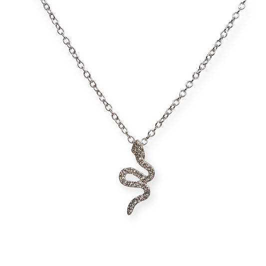 Necklace - silver - snake 