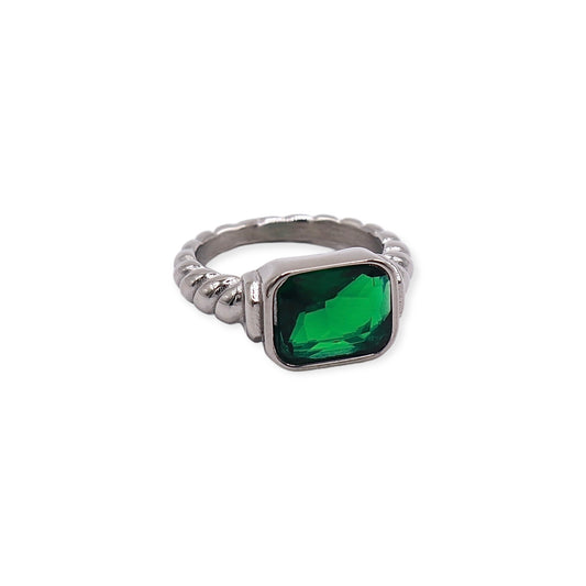 GREEN SILVER RING