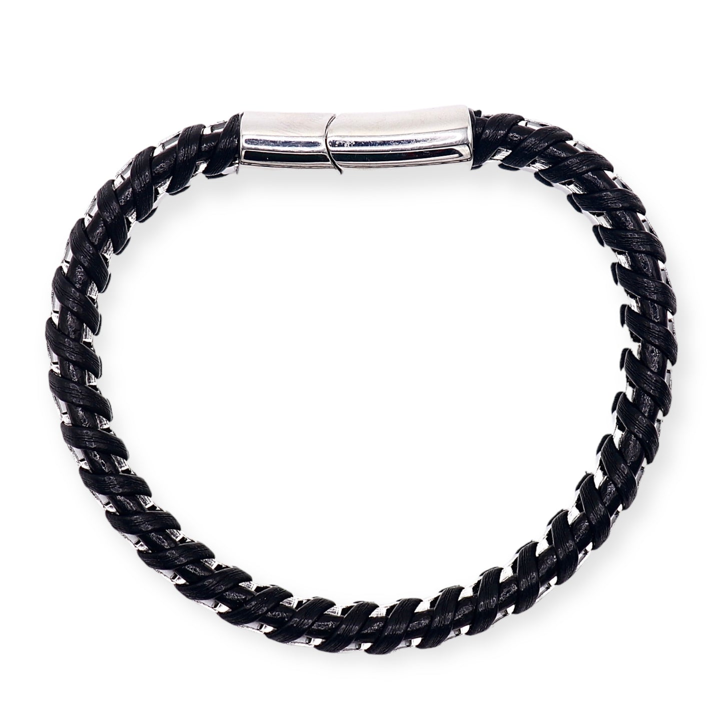 LEATHER SILVER BRACELET