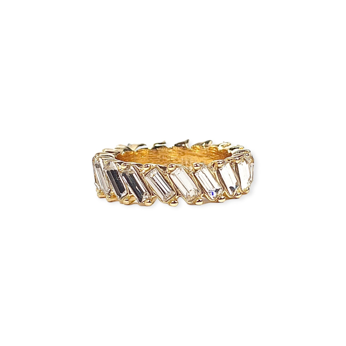 WHITE CRYSTAL GOLD RING