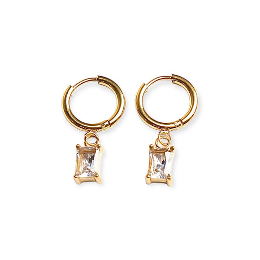 Earrings - gold - precious stone 