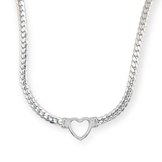 Necklace - silver - heart 